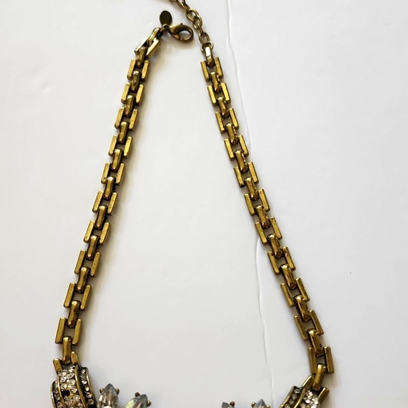 Statement Vintage Inspired Necklace Gold Large Crystal Sparkle Pendant EUC - Picture 3 of 7